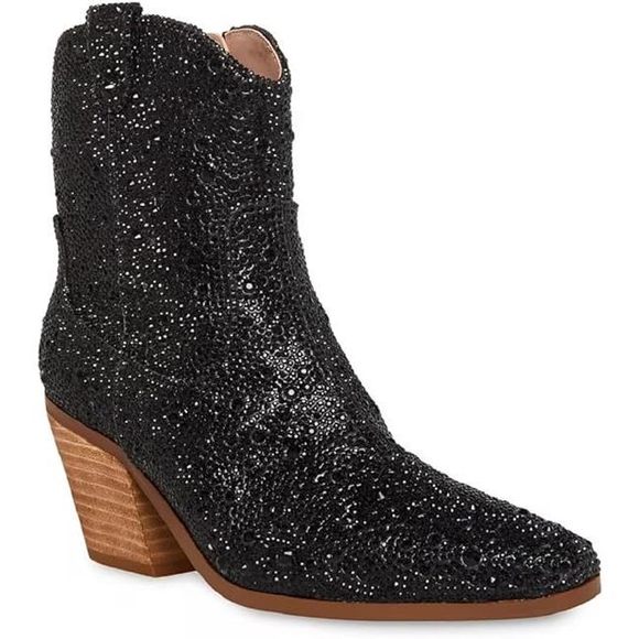 Betsey Johnson Women's Emory Rhinestone Western Boot,Black, 8.5M - Picture 1 of 1